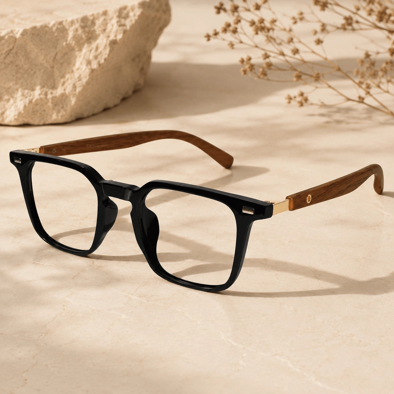 Designer Black Rectangular Eyeglasses For Men & Women ELE280876-BLK