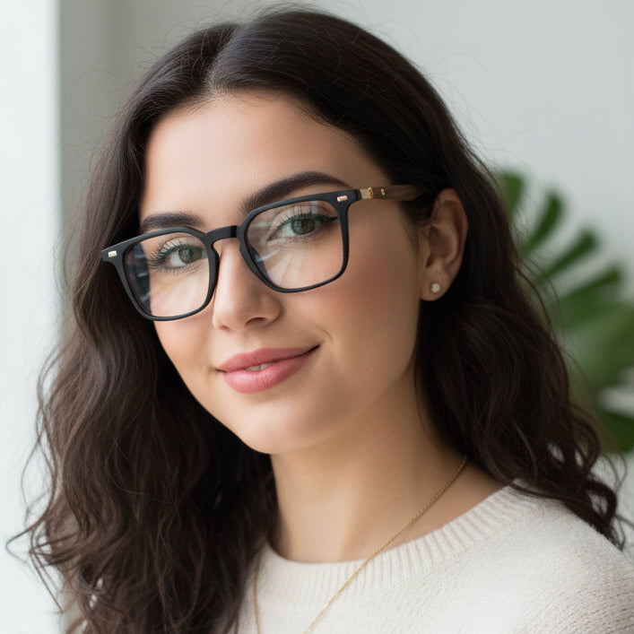 Designer Black Rectangular Eyeglasses For Men & Women ELE280876-BLK