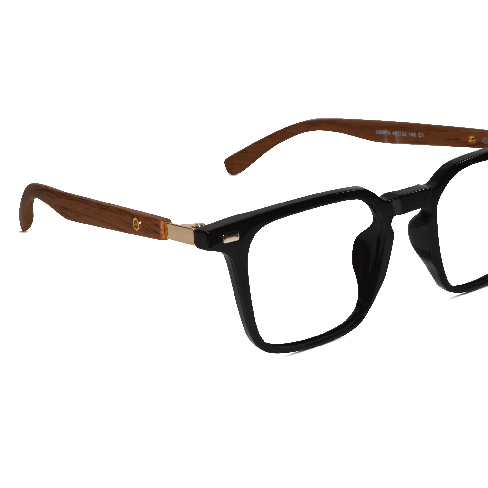 Designer Black Rectangular Eyeglasses For Men & Women ELE280876-BLK