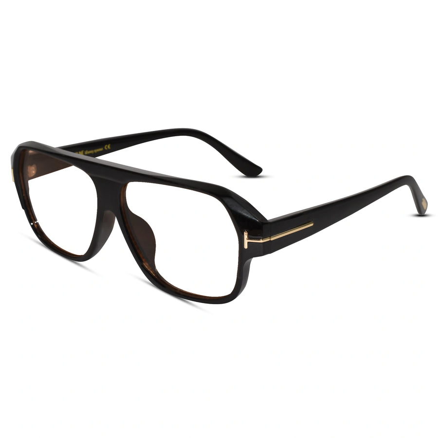 Designer Brown Retro Rectangular Eyeglasses For Men