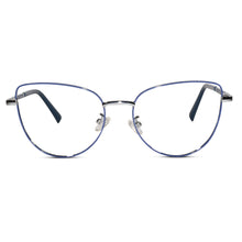 Designer Blue Metal Full Frame Cateye Eyeglasses For Women