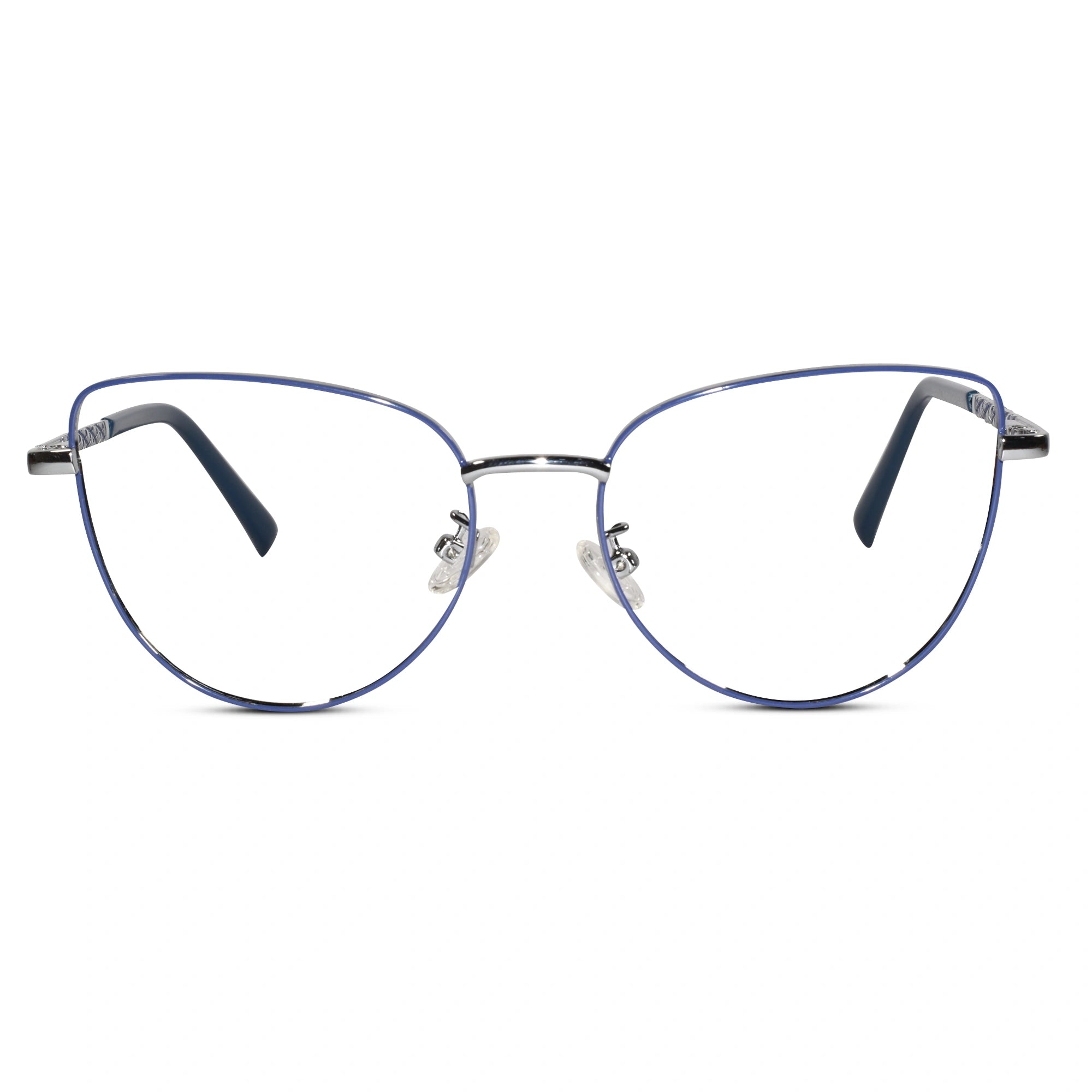 Designer Blue Metal Full Frame Cateye Eyeglasses For Women LKE7005-BLU
