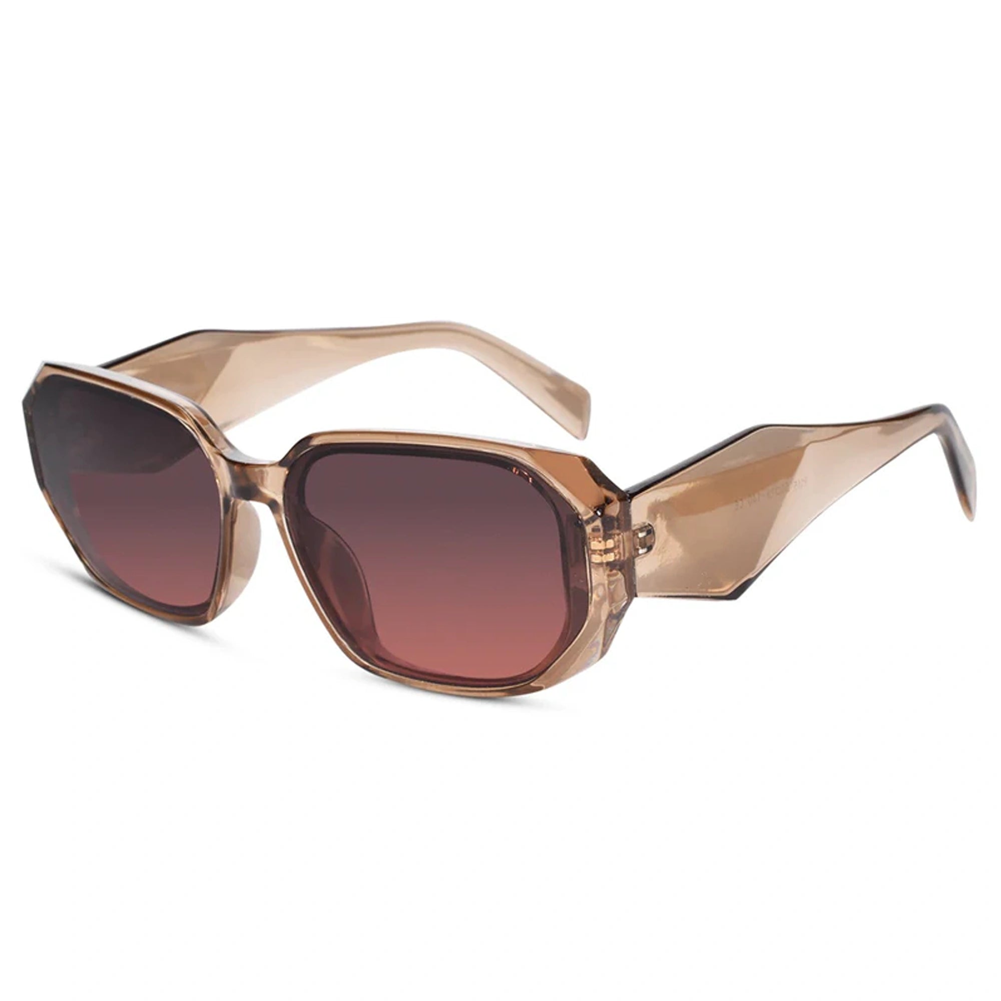 Bold Crystal Brown Rectangular Sunglasses for women UV-protected designer ladies shades with flexible frames