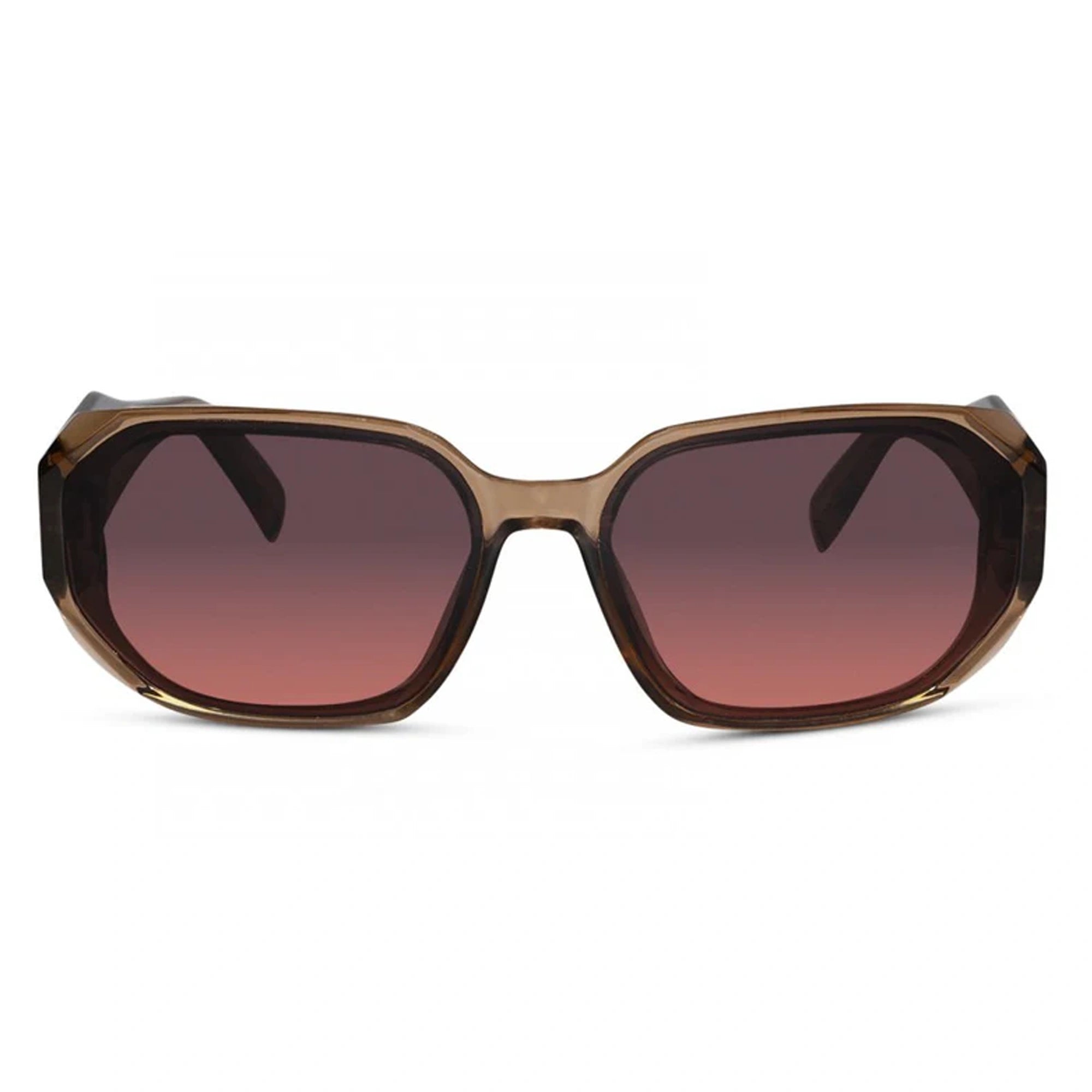 Designer Bold Crystal Brown Rectangular Sunglasses For Women-LKS9115-BRN
