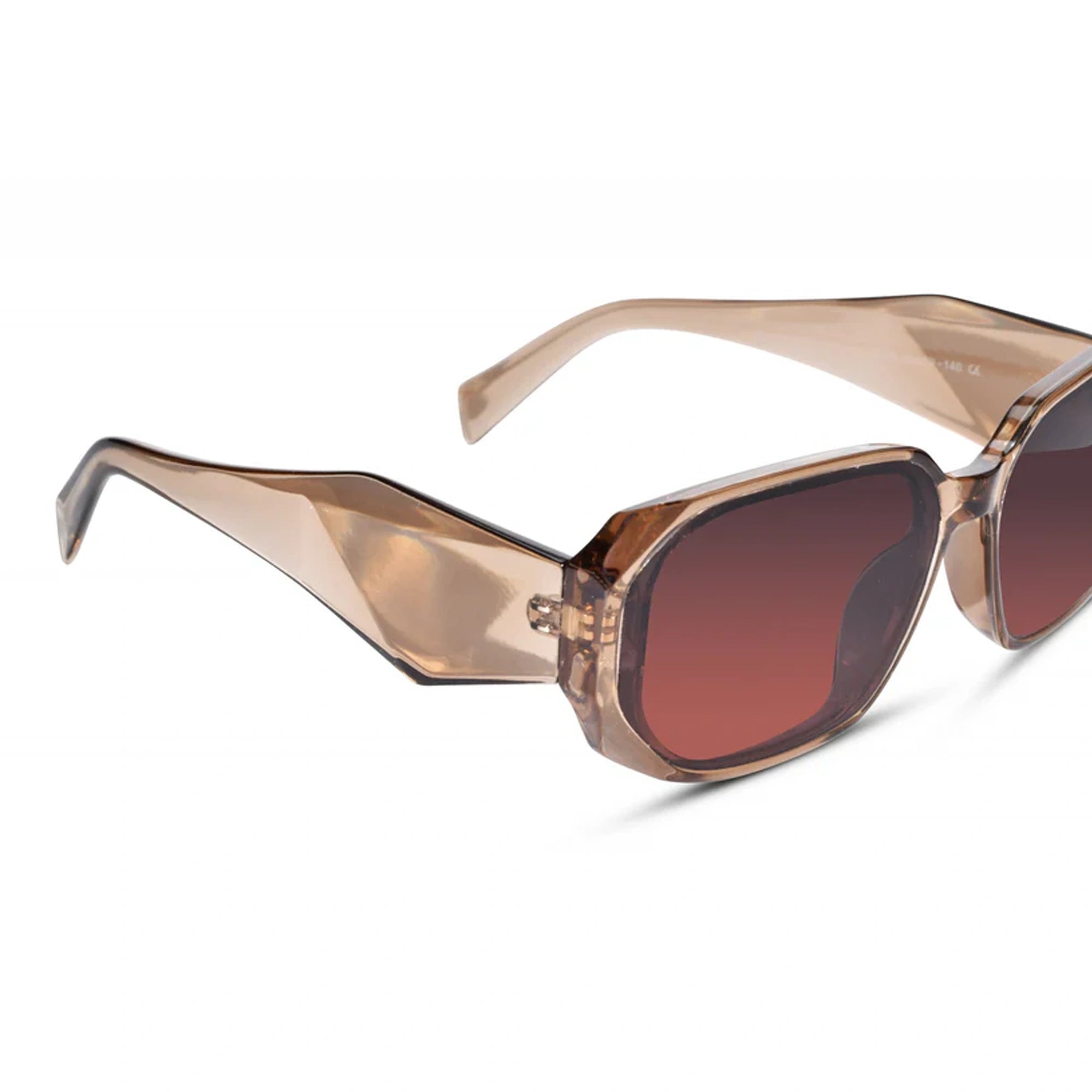 Designer Bold Crystal Brown Rectangular Sunglasses For Women-LKS9115-BRN