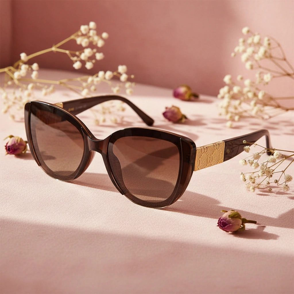 Designer Brown Cat eye Sunglasses For Women LKS53087-BRN