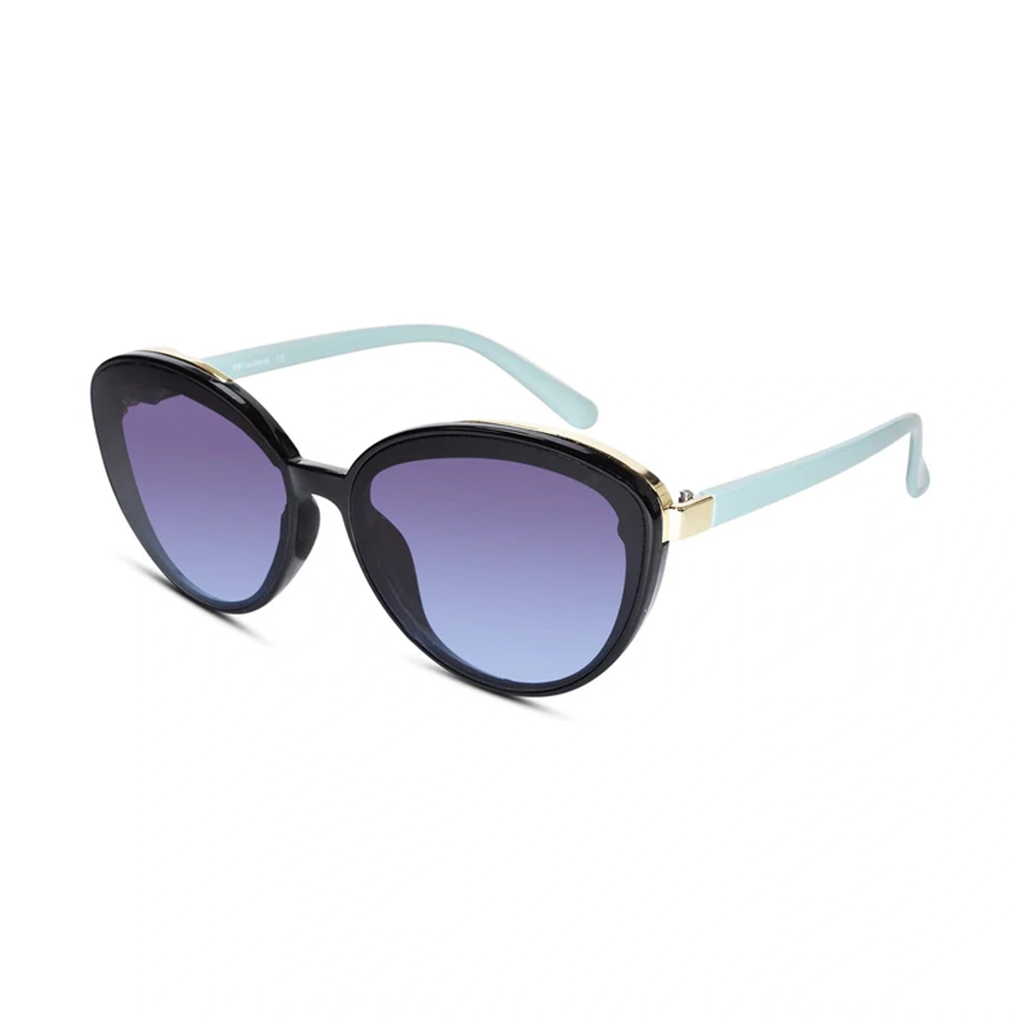 Designer Cat Eye Black-Green Sunglasses For Women LKS53047-BLUE