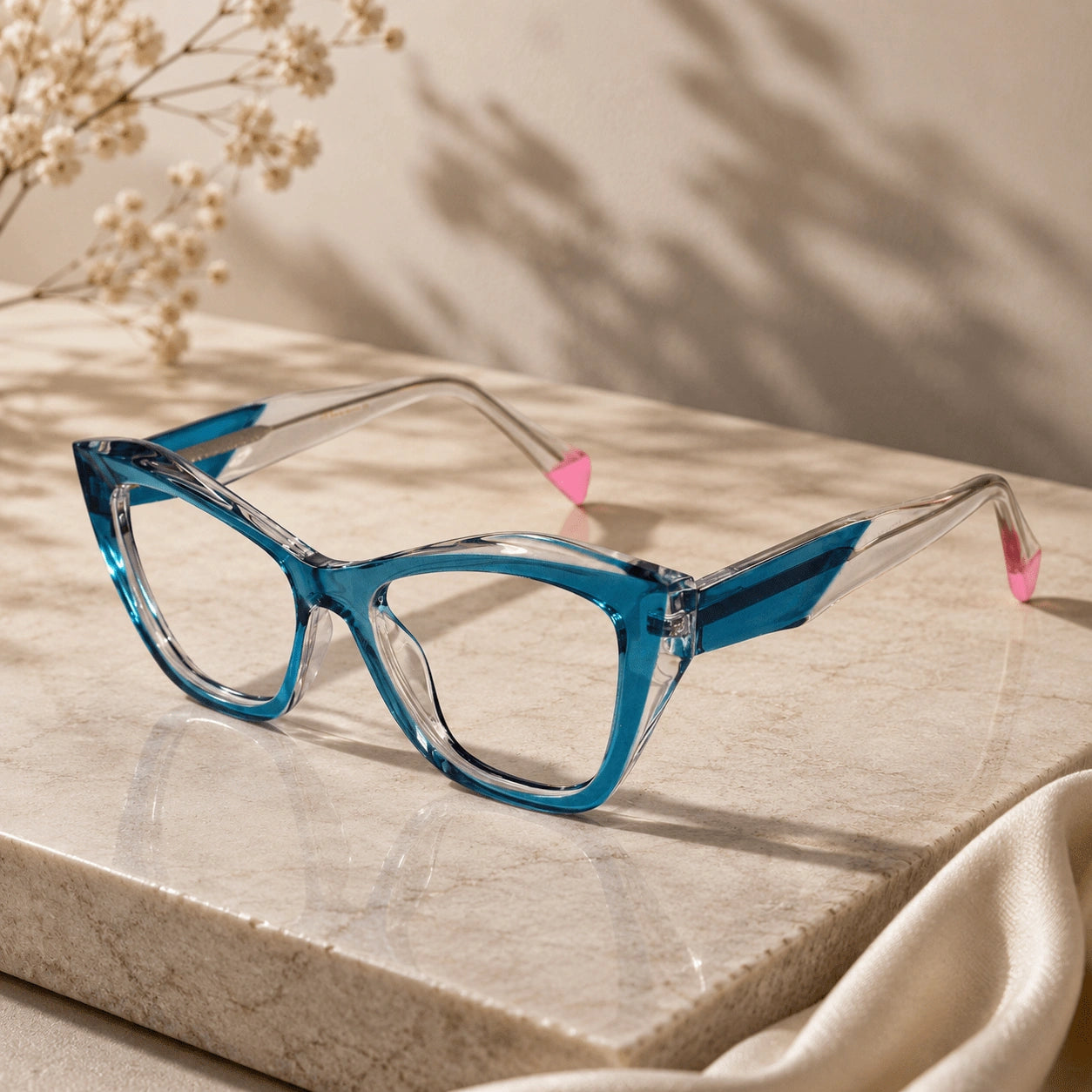 Designer Cateye Dual Tone Eyeglasses For Women ELE2583-BLU