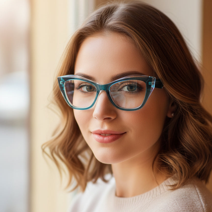 Designer Cateye Dual Tone Eyeglasses For Women ELE2583-BLU