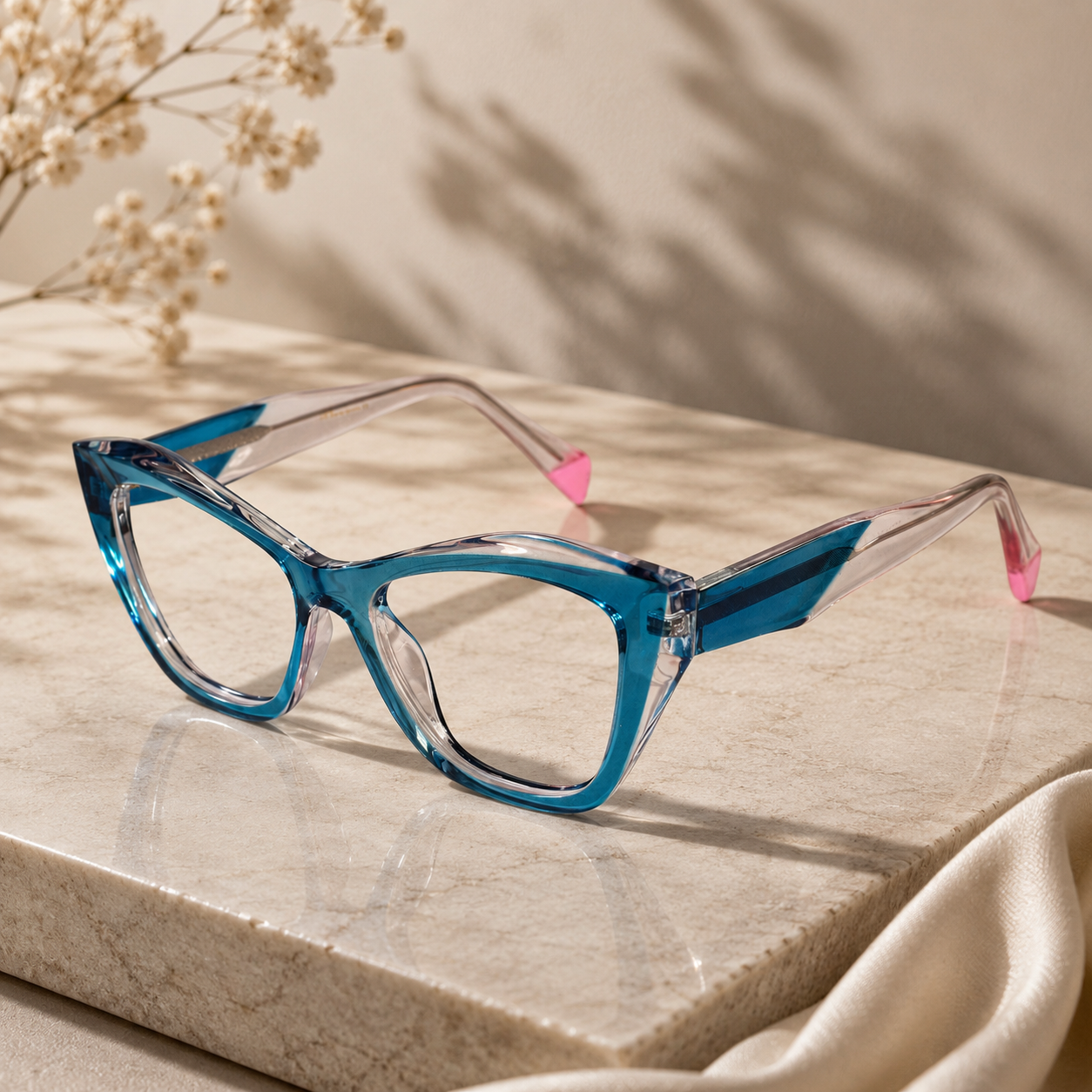 Designer Cateye Dual Tone Eyeglasses For Women ELE2583-BLU