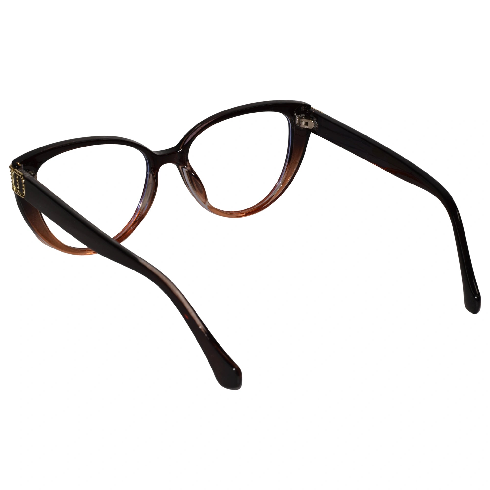 Designer Dual Tone Black/Brown Cateye Eyeglasses For Women LKE23045-BRN