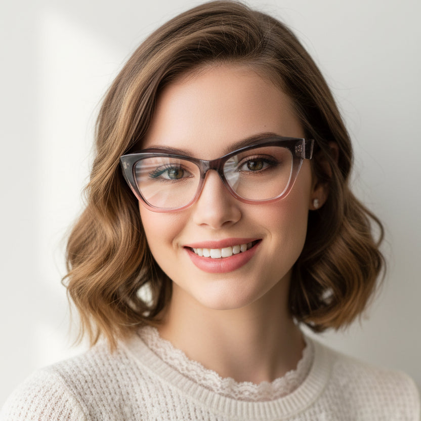 Designer Dual Tone Cateye Eyeglasses For Women ELE2583-PNK