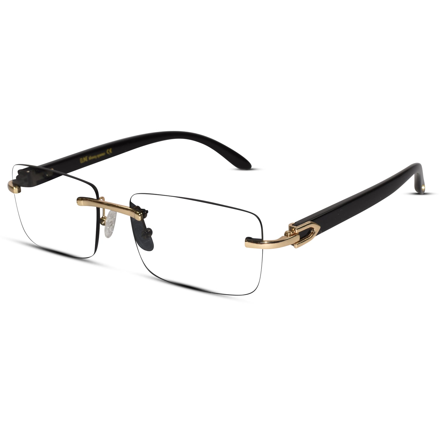 Designer Gold Black Reactngular Rimless Eyeglasses