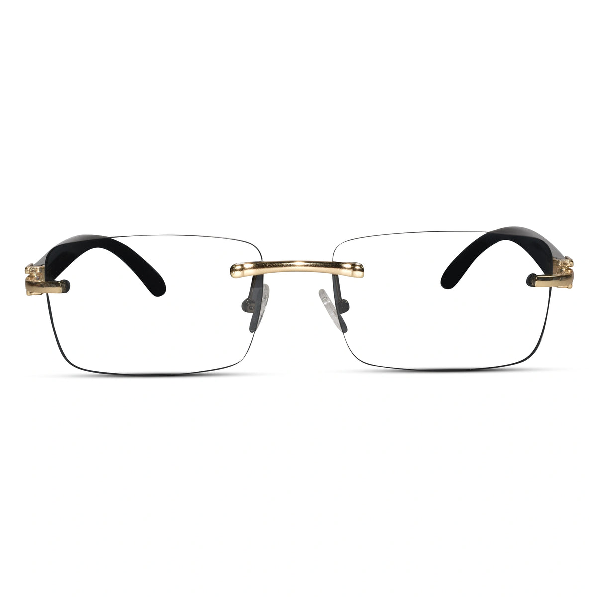 Designer Gold Black Reactngular Rimless Eyeglasses For Men ELE66042-BLK