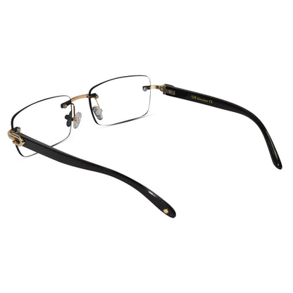 Designer Gold Black Reactngular Rimless Eyeglasses