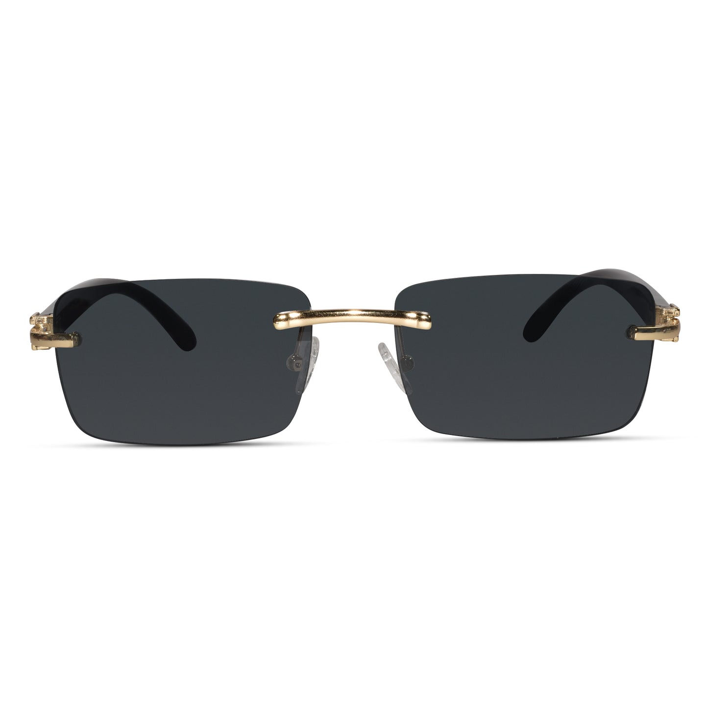Designer Gold Black Rectangular Rimless Sunglasses