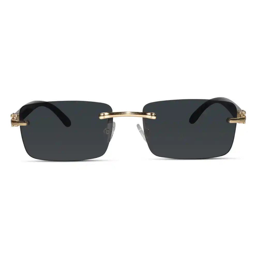 Black  Golden Rimless Sunglasses For Women And Men ELS66042-BLK