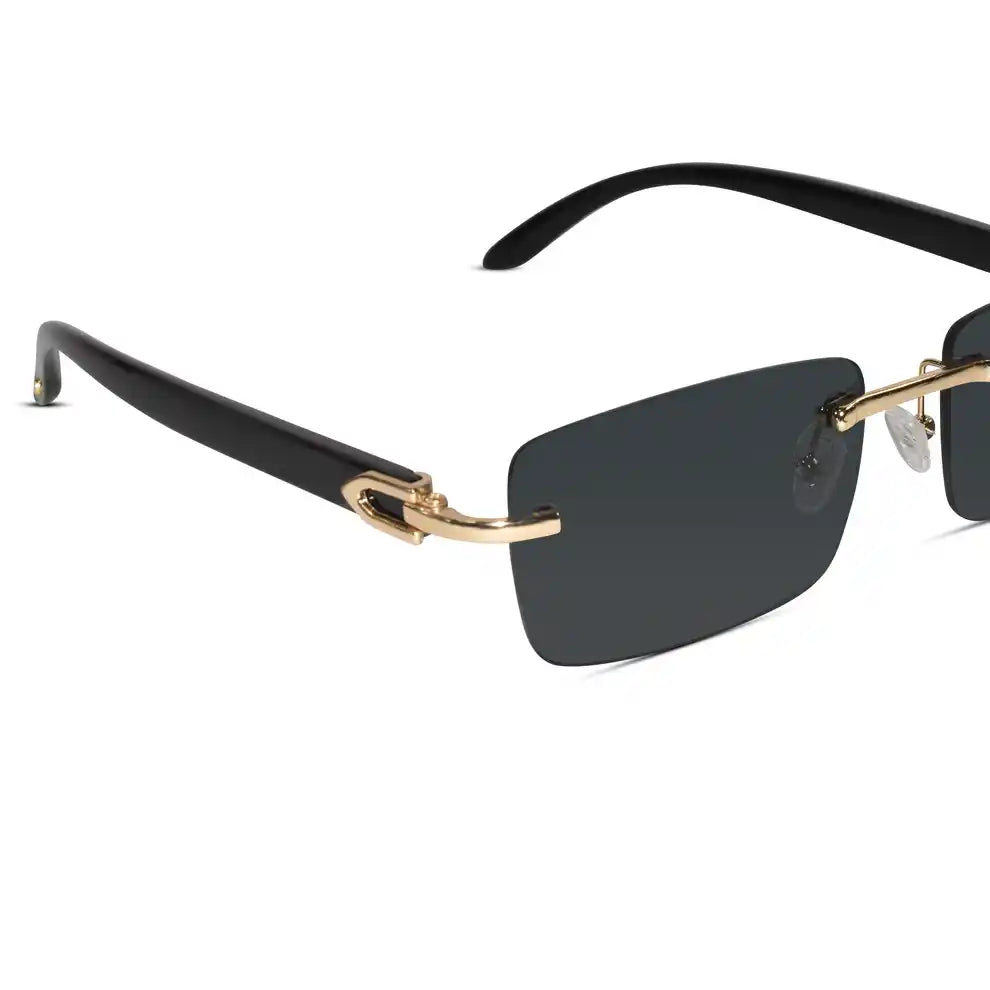 Black  Golden Rimless Sunglasses For Women And Men ELS66042-BLK