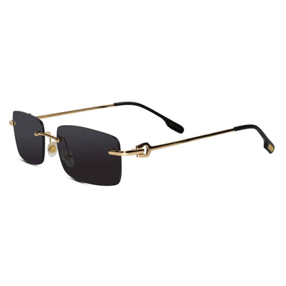 Designer Gold Black Rectangular Sunglasses