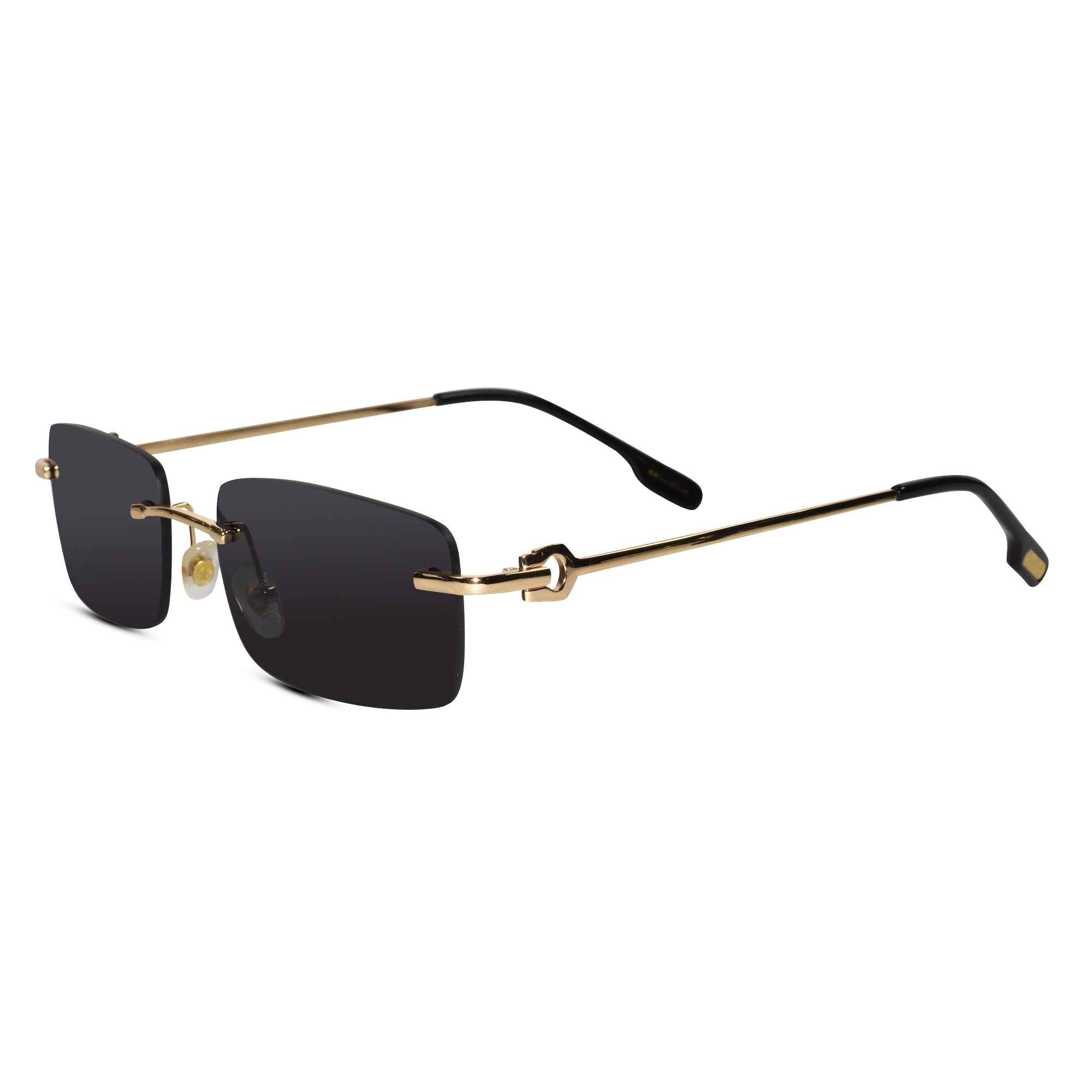 Designer Gold Black Rectangular Sunglasses For Men & Women ELS66041-BLK