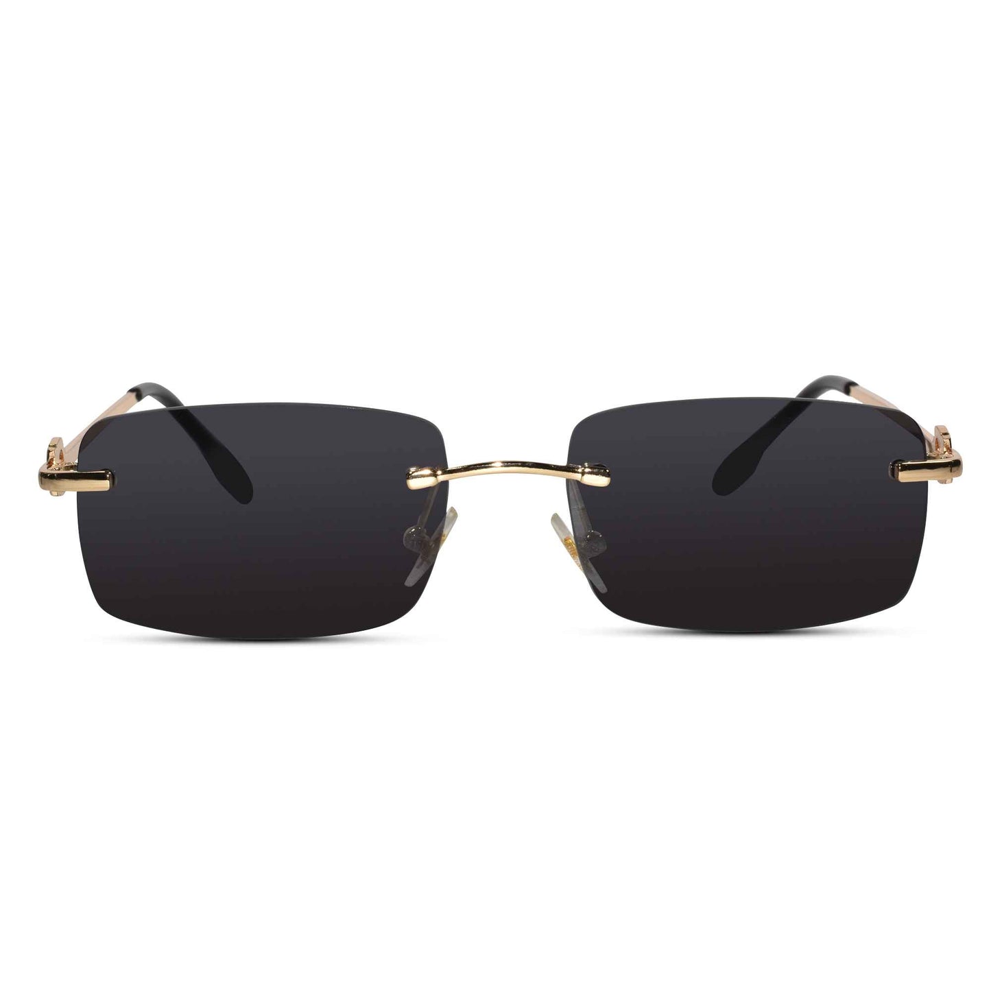 Designer Gold Black Rectangular Sunglasses
