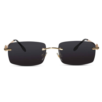 Designer Gold Black Rectangular Sunglasses
