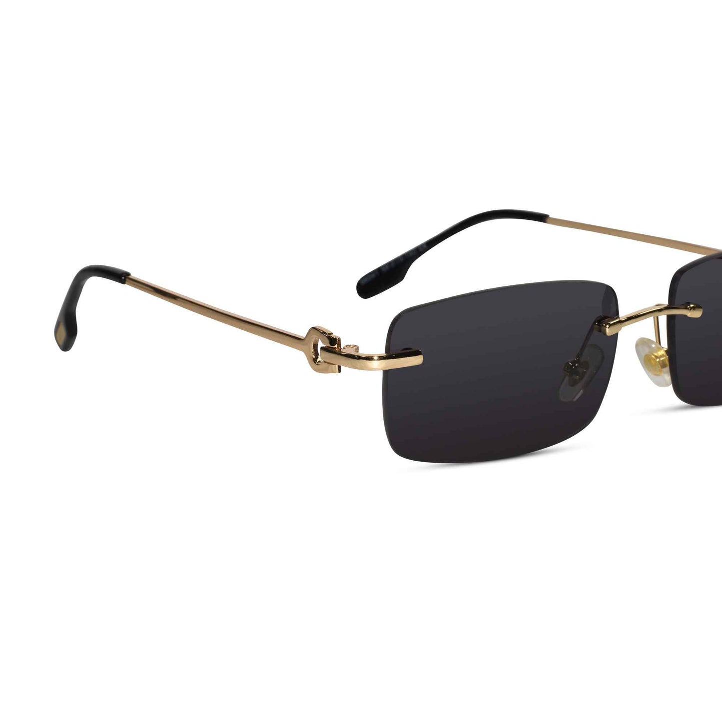 Designer Gold Black Rectangular Sunglasses