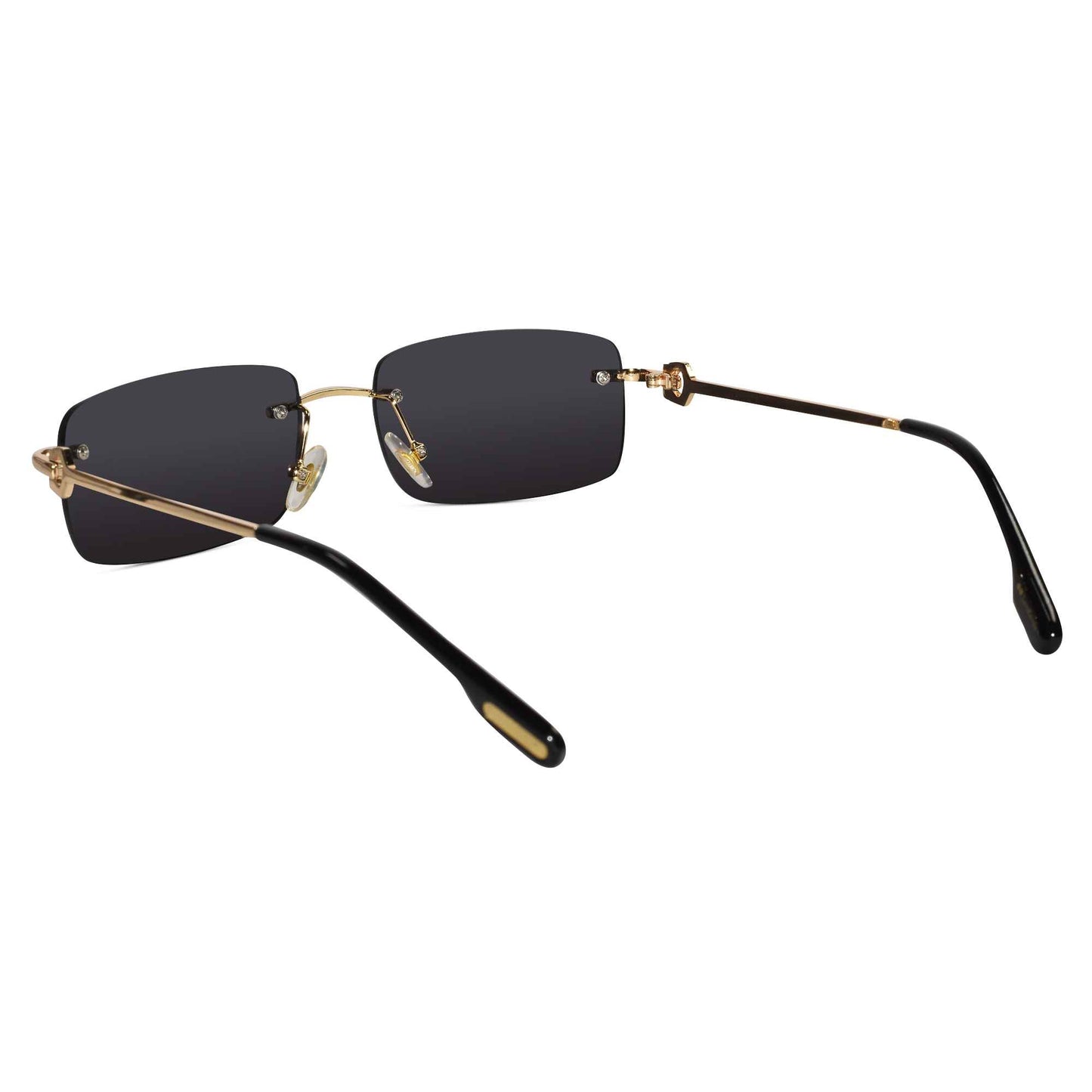 Designer Gold Black Rectangular Sunglasses