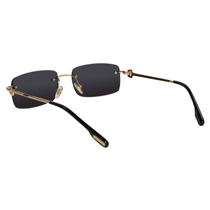 Designer Gold Black Rectangular Sunglasses
