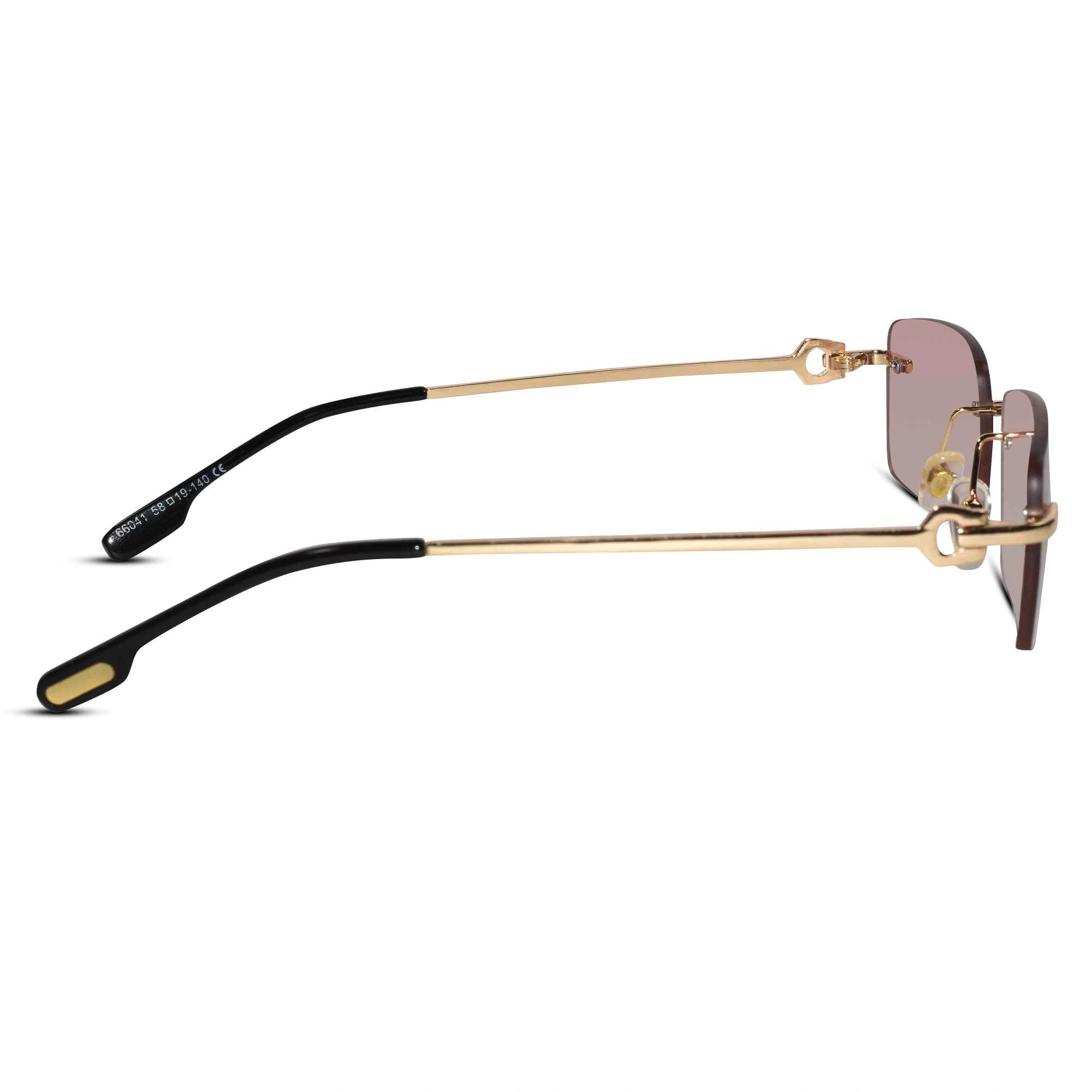 Designer Gold Pink Rectangular Sunglasses  For Men & Women ELS66041-PINK