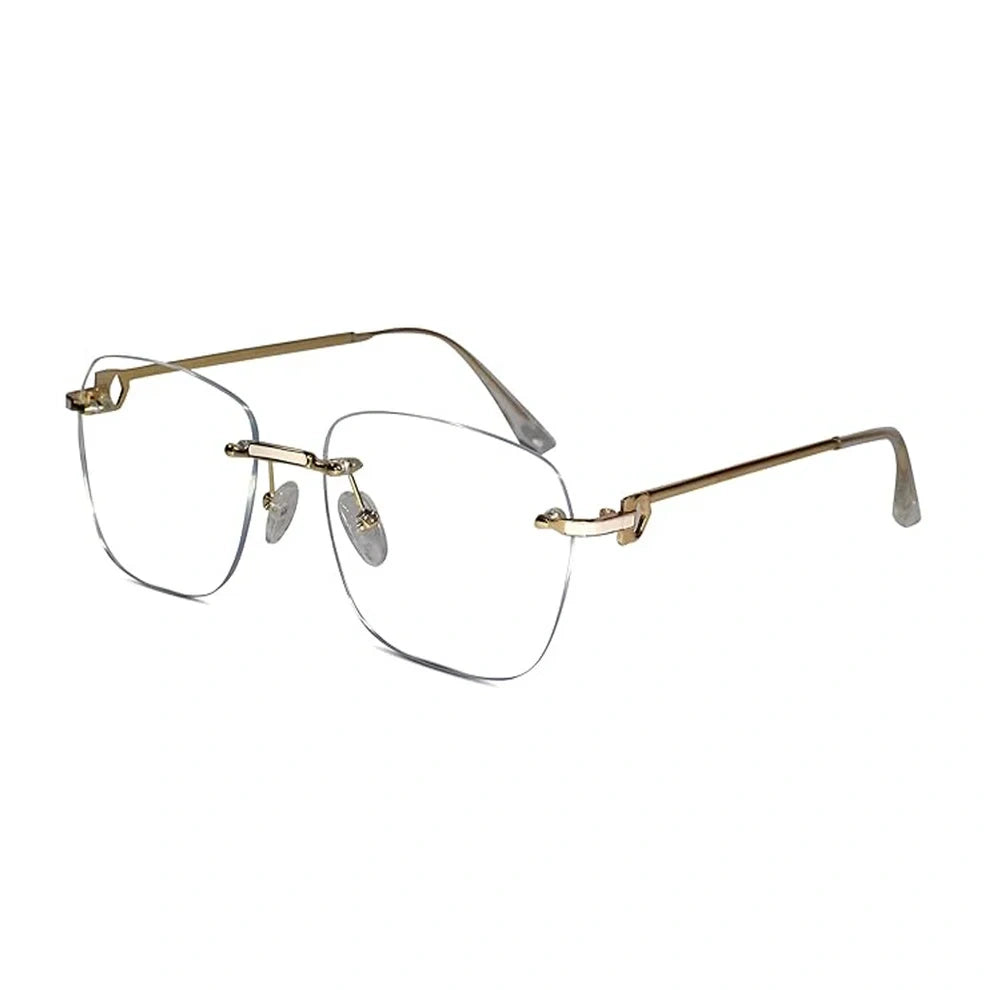 Designer Golden Frameless Rectangular Computer Glasses LKE23021-Golden