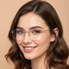 Designer Golden Frameless Rectangular Computer Glasses
