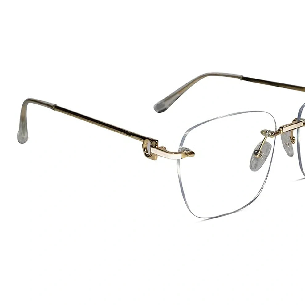 Designer Golden Frameless Rectangular Computer Glasses LKE23021-Golden