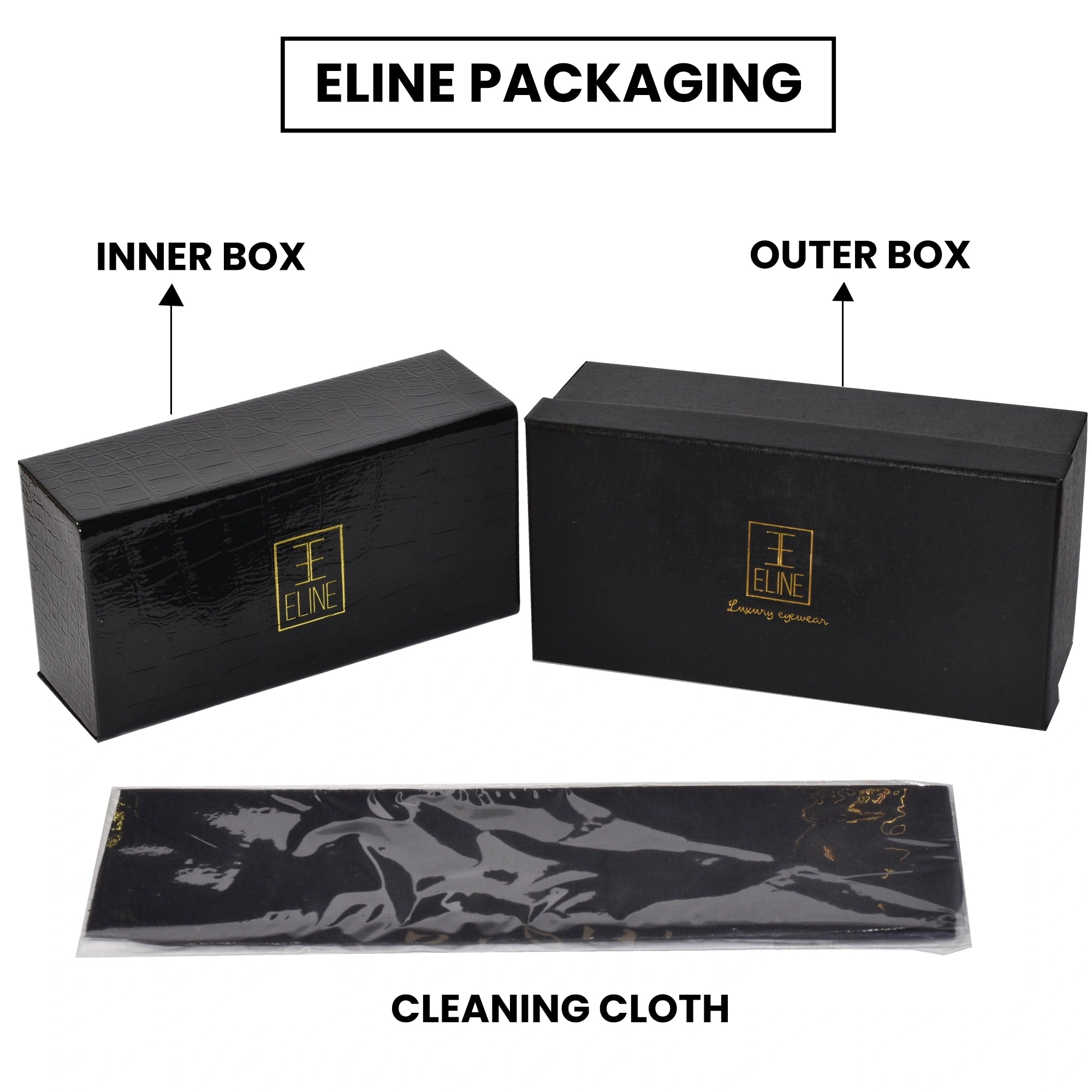 ELINE Classic Retro Rectangular Sunglasses for Men & Women ELS3032-GLD