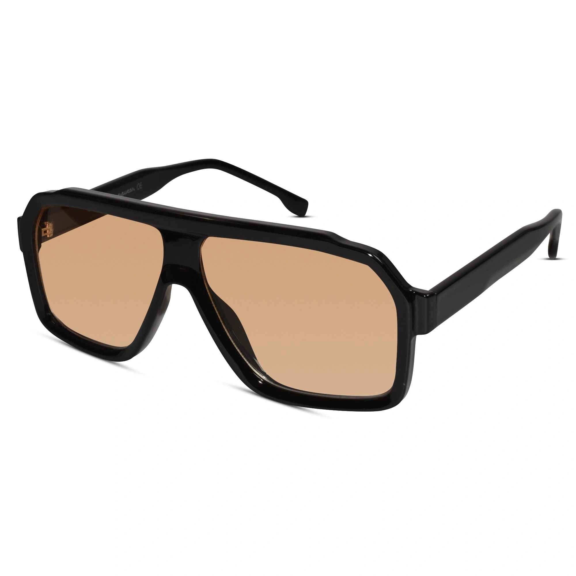 Designer Rectangular Black Sunglasses For Men LKS28015-BLK