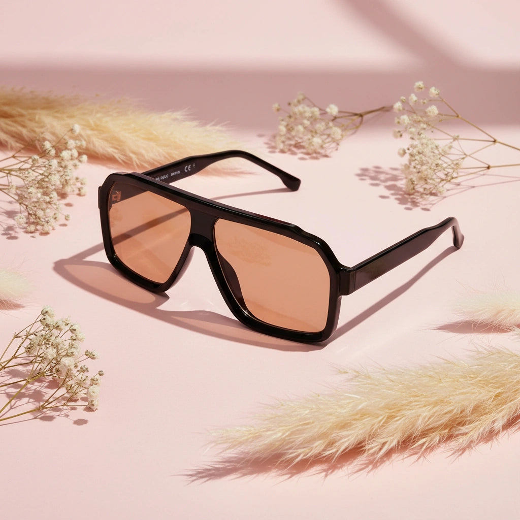 Designer Rectangular Black Sunglasses For Men LKS28015-BLK