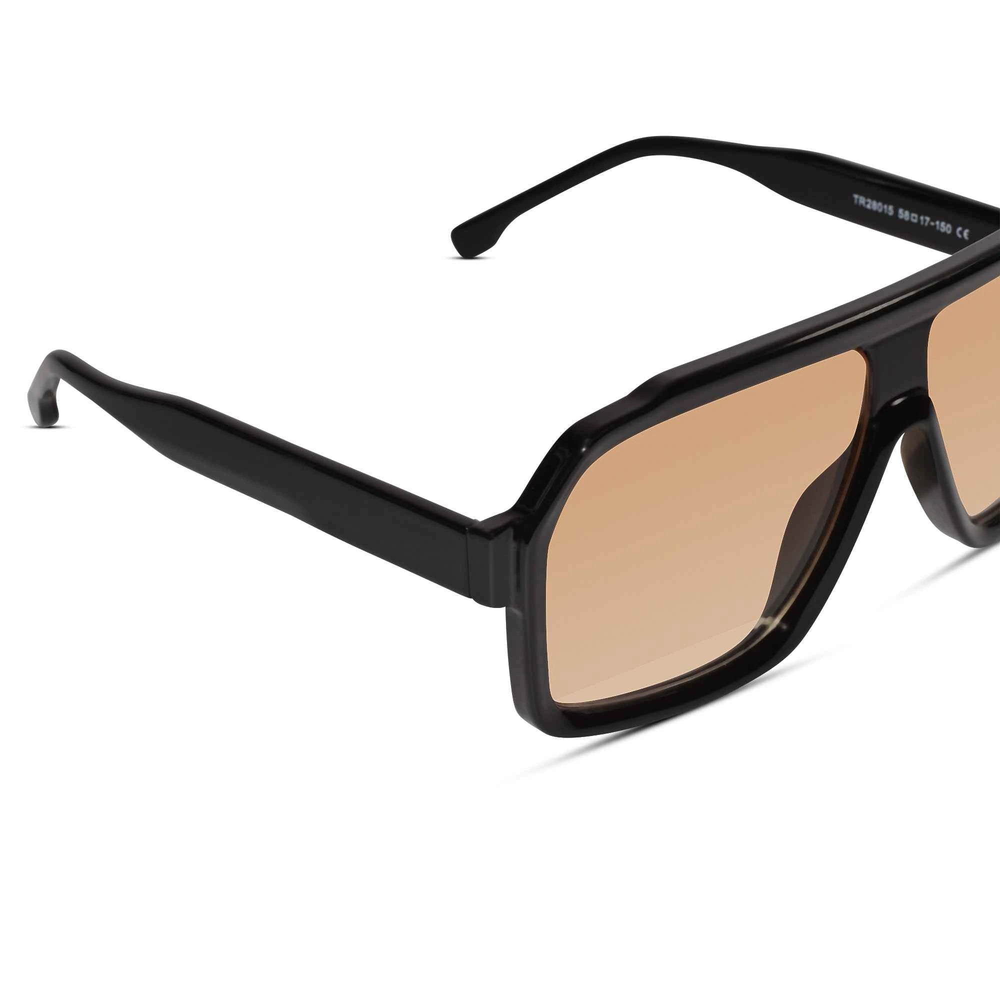 Designer Rectangular Black Sunglasses For Men LKS28015-BLK