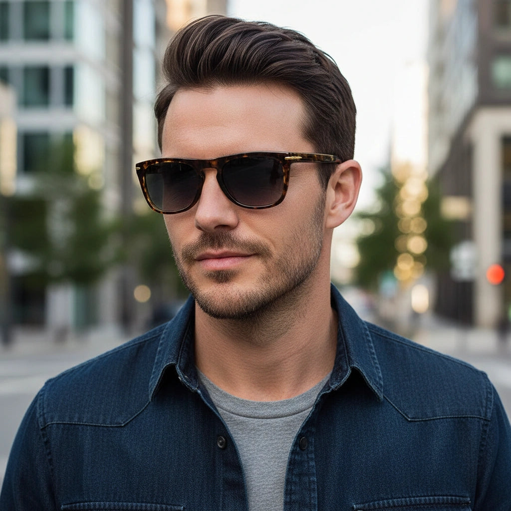 Designer Rectangular Tortoise Sunglasses For Men & Women LKS5077-BRN