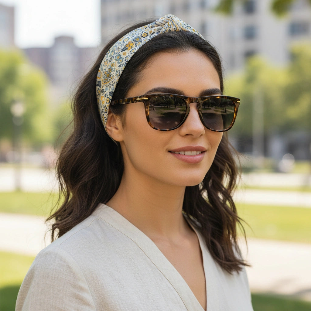 Designer Rectangular Tortoise Sunglasses For Men & Women LKS5077-BRN
