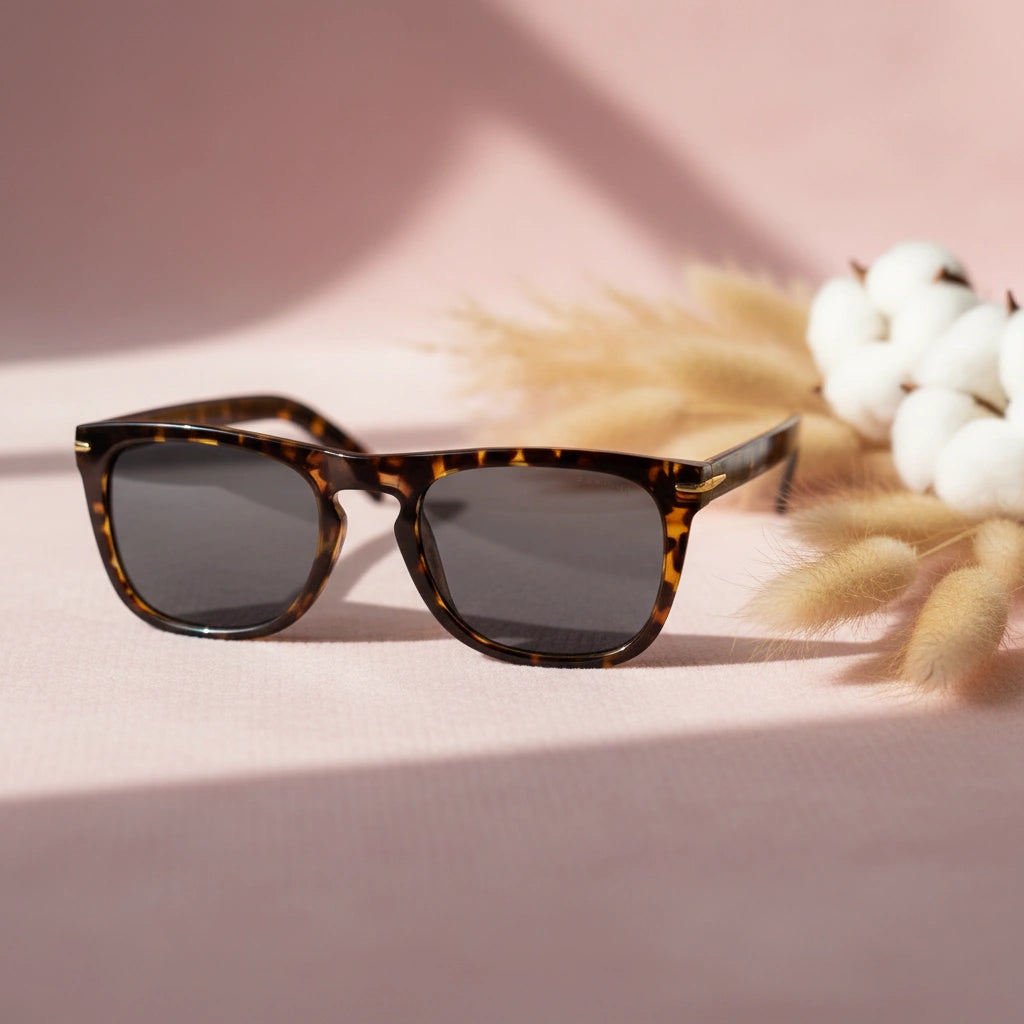 Designer Rectangular Tortoise Sunglasses For Men & Women LKS5077-BRN