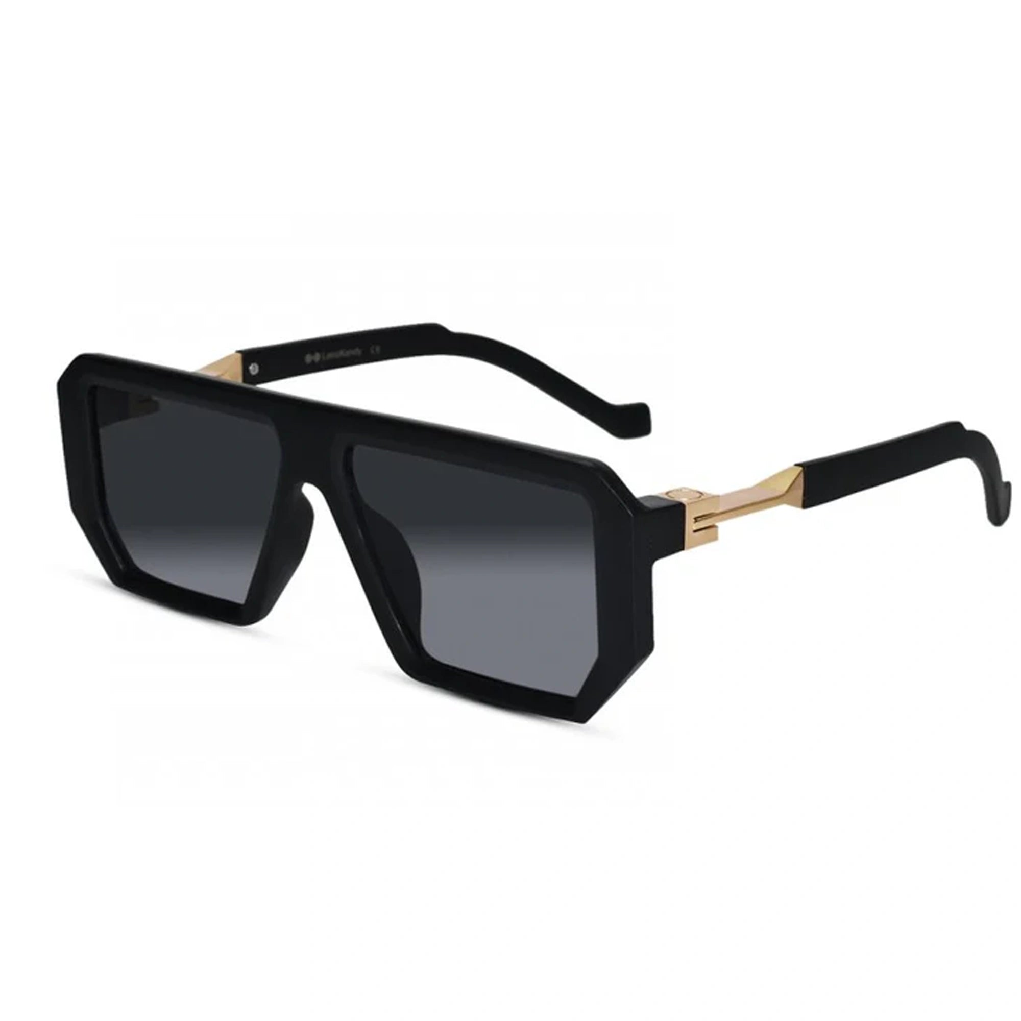 Designer Retro Matt  Black Sunglasses For Men LKS8725-BLK