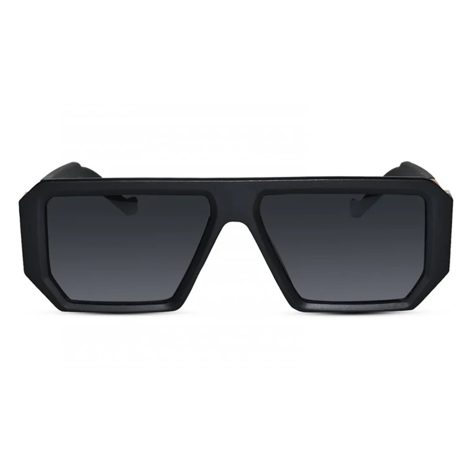 Designer Retro Matt  Black Sunglasses For Men LKS8725-BLK
