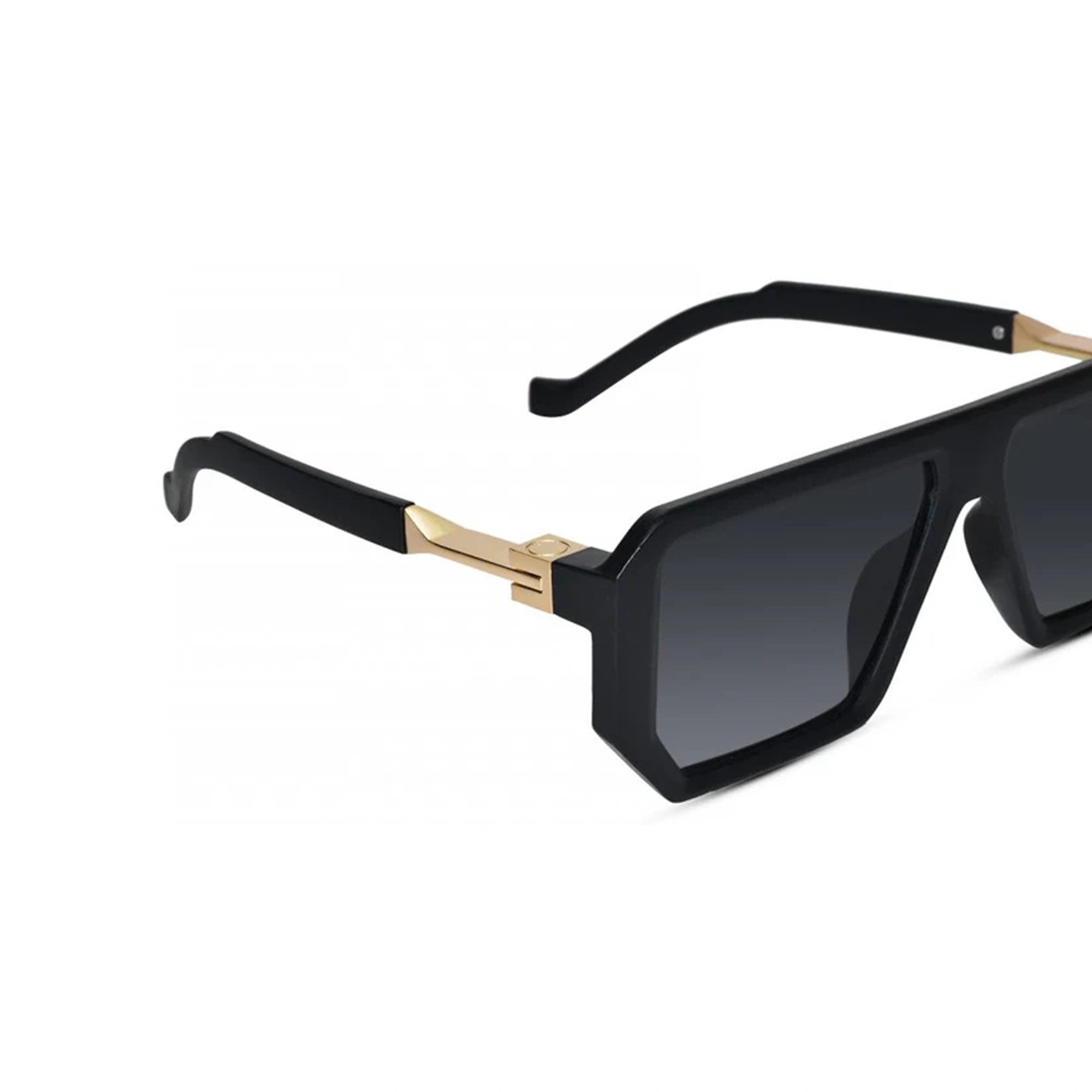 Designer Retro Matt  Black Sunglasses For Men LKS8725-BLK