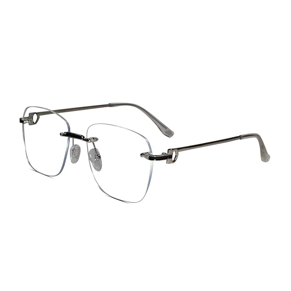 Designer Silver Frameless Rectangular Computer Glasses LKE23021-SILVER