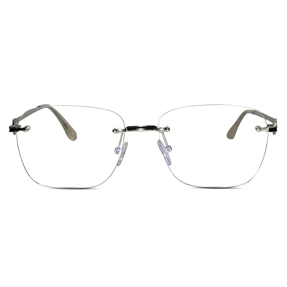 Designer Silver Frameless Rectangular Computer Glasses LKE23021-SILVER