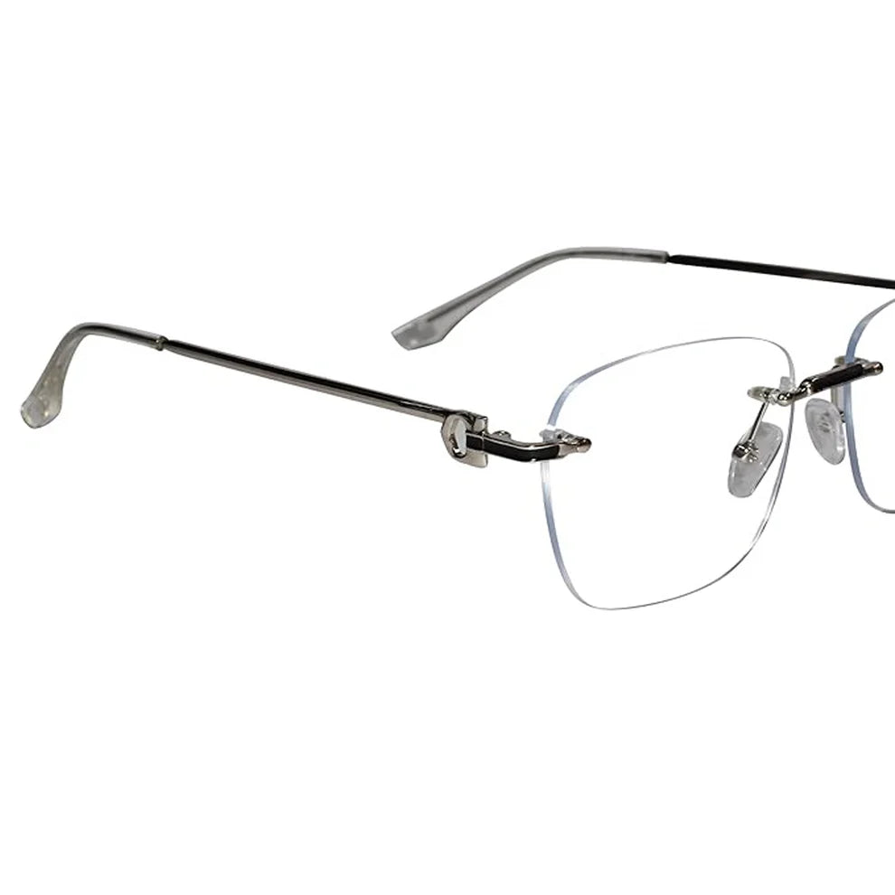 Designer Silver Frameless Rectangular Computer Glasses LKE23021-SILVER