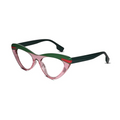 Dual Tone Green with Crystal Pink Cat eye Eyeglasses LKE22037-PNK-GRN