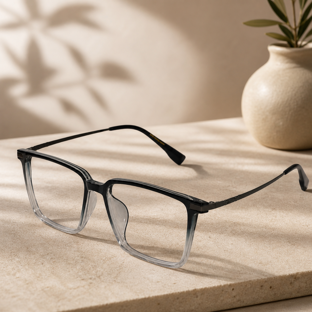 Dual-Tone Rectangular Eyeglasses For Men & Women ELE98011-GRY