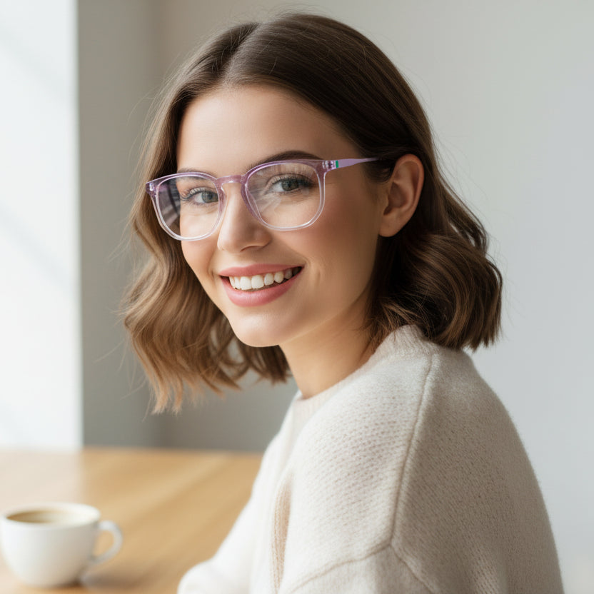 Dual-Tone Square Eyeglasses For Women LKE30006-PNK