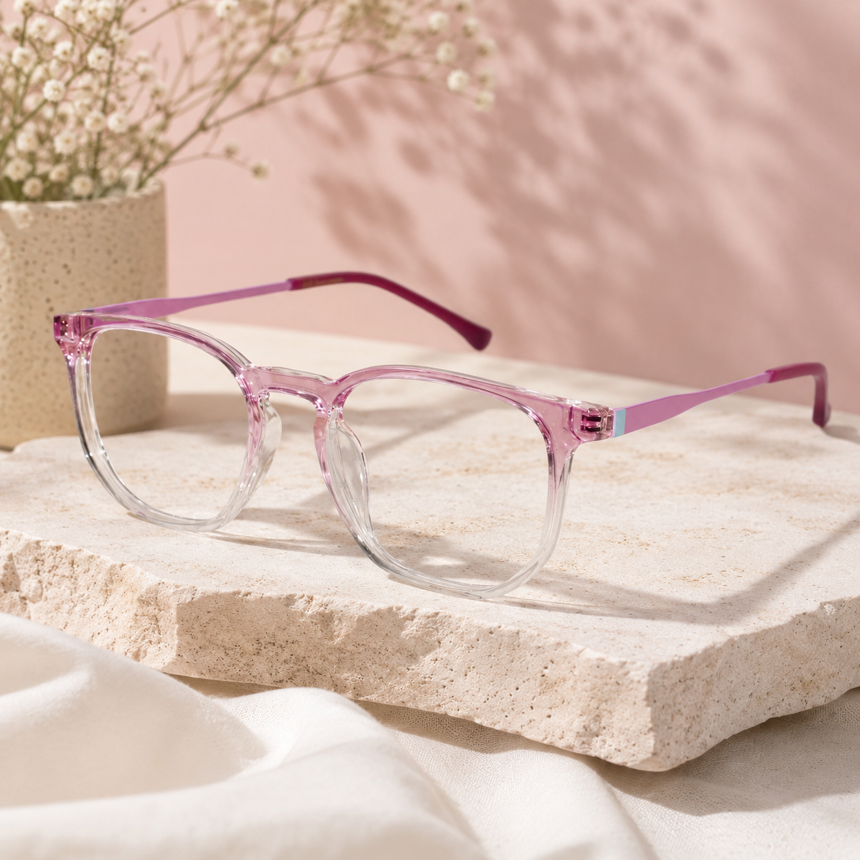 Dual-Tone Square Eyeglasses For Women LKE30006-PNK